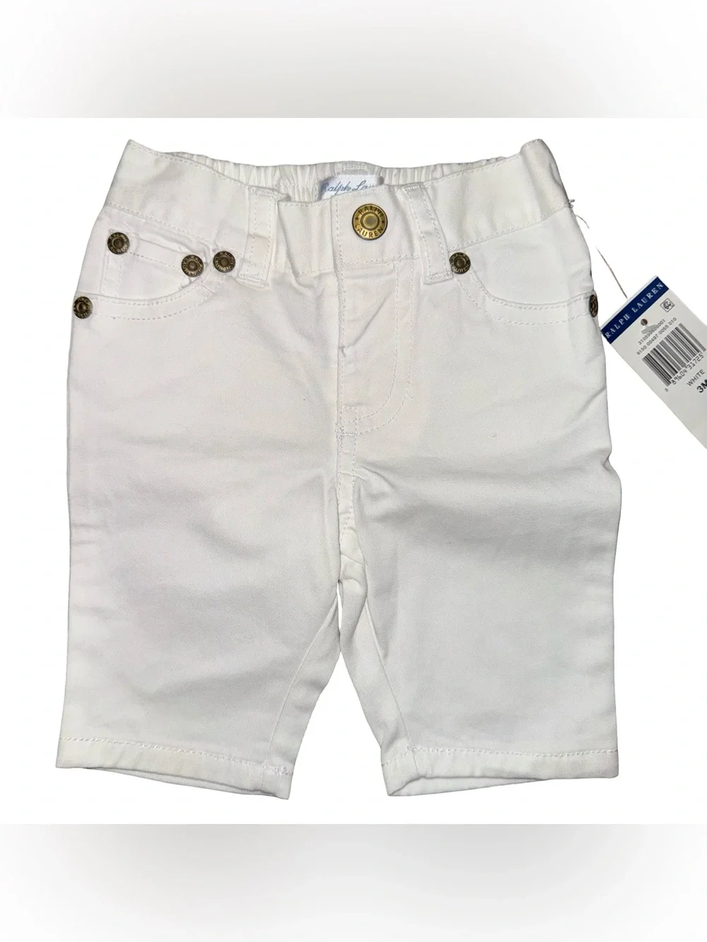 Ralph Lauren White Pink Pony Embroidered Polo Shorts Capris Baby Girls 3 Months
